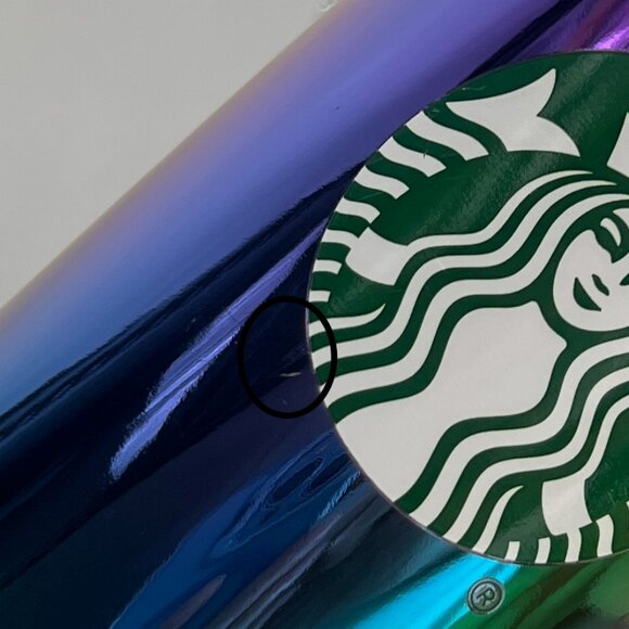 Set of 2 Starbucks 16oz Iridescent Oil Slick Ceramic Mugs LIGHT DAMAGE/SEE PHOTO - Picture 10 of 11